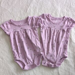 Matching Twin Girls Onesie Bundle Purple 6 Months